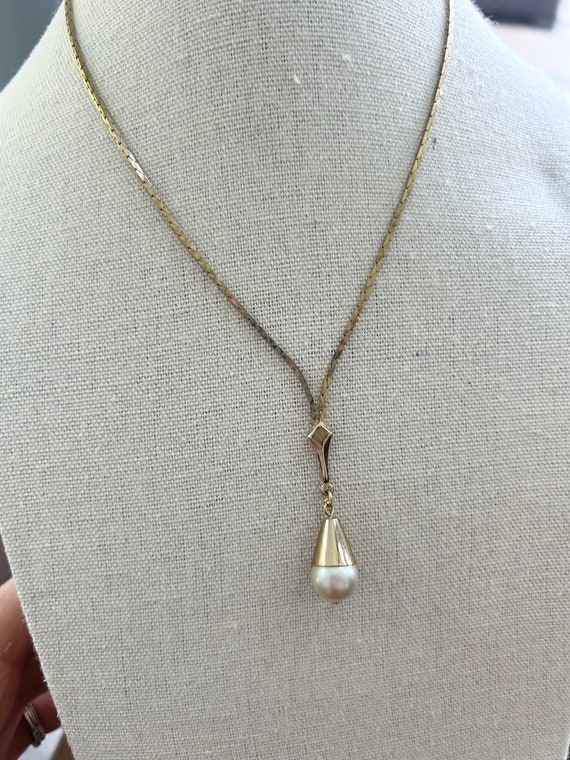Vintage Gold Tone Choker Pearl Dainty Necklace