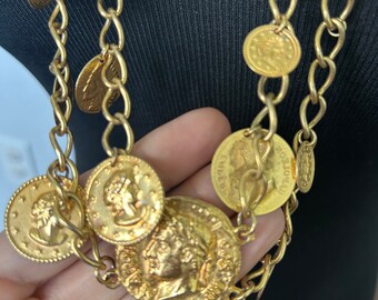 Vintage Napoleon Coin Gold Tone Statement Couture Belt or  display picture 1