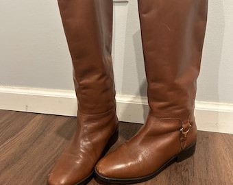 vintage Etienne aigner hautes bottes d'équitation marron taille 8, bottes hautes en cuir, bottes hautes en cuir pour femmes, bottes marron vintage pour femmes