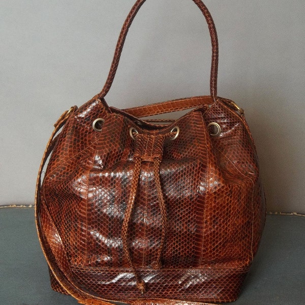 Vintage FINE Handmade SNAKE SKIN Bucket Bag.