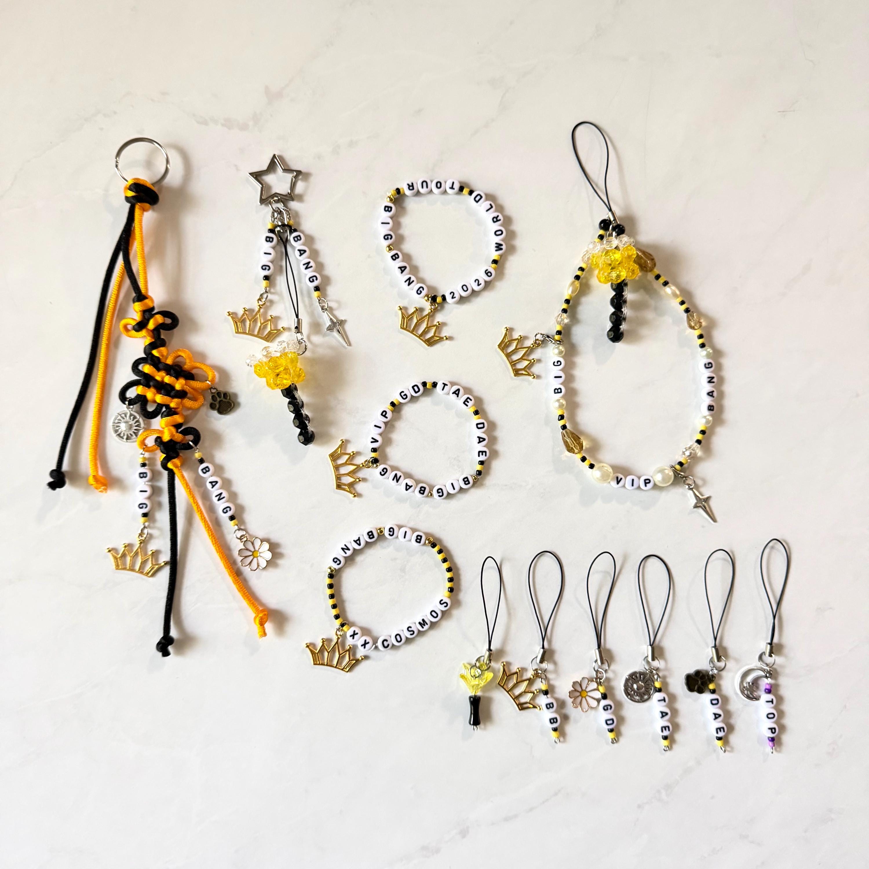 ストラップ KYUHYUN COLORS LIGHT STICK BEADS KEYRING Kpop Big Bang Inspired Beaded Lightstick Keychain Phone Charms