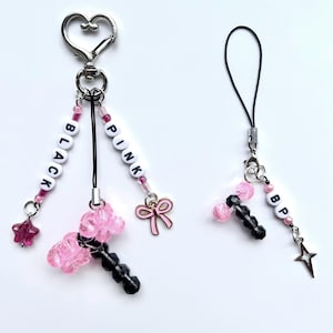 Black Pink Inspired Beaded Lightstick Keychain Charm