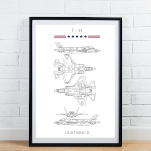 F-35 Lightning II Sketch – Digital Fighter Jet Print – Instant Download