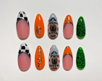handgjorda press-on naglar "McLaren F1"