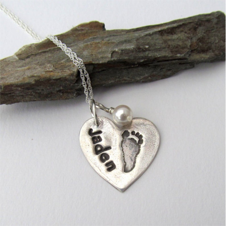 Baby Footprint Necklace Your Child's Actual Footprint Etsy