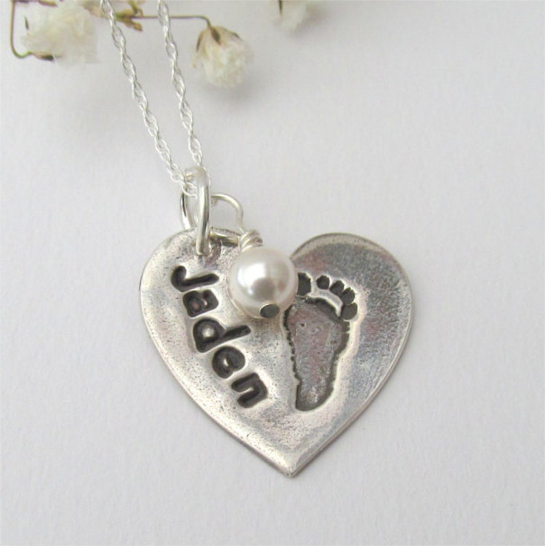 Baby Footprint Necklace Your Child's Actual Footprint Etsy