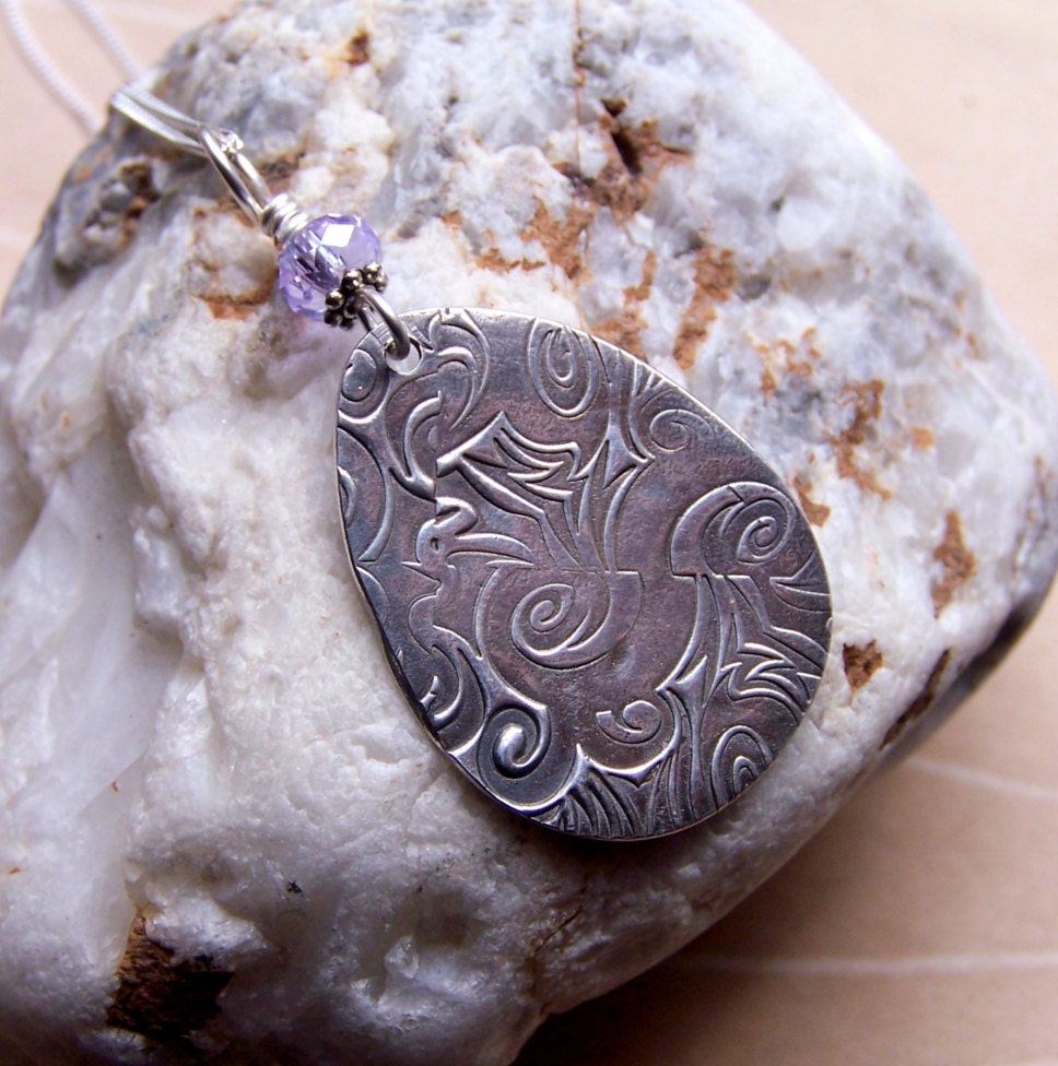 Art Nouveau Necklace Art Deco Jewelry Textured Silver Etsy