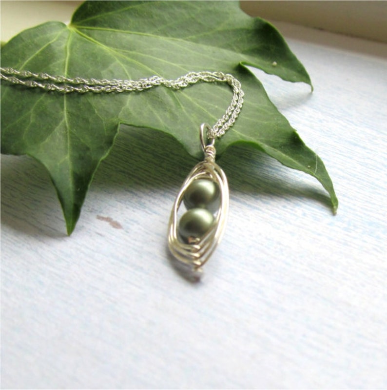 Peapod Necklace Sterling Silver Peapod Necklace Two Peas in Etsy