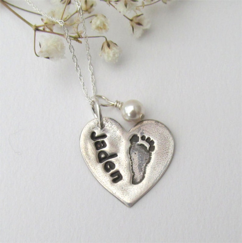 Baby Footprint Necklace Your Child's Actual Footprint Etsy