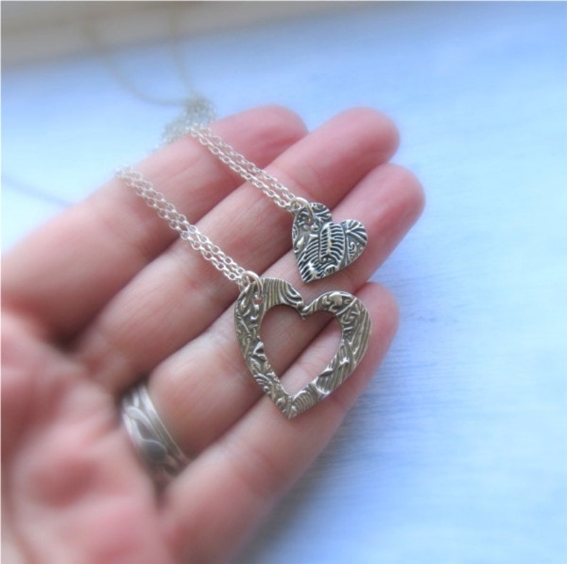 Mother Daughter Necklace Set Piece of My Heart Necklace Two Etsy