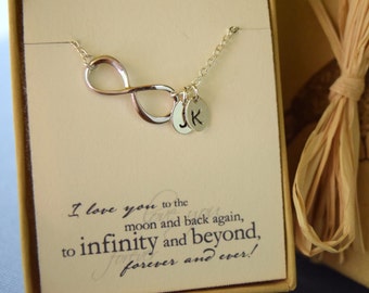 Personalized Infinity Necklace, Initial Infinity Choker, Valentines Gift, Anniversary Gift, Bridesmaid Necklace, Mothers Day Necklace