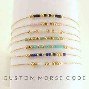 Bracelet code Morse personnalisé, choisissez votre propre message secret, bracelet délicat avec de petites perles, bijoux code Morse pour elle