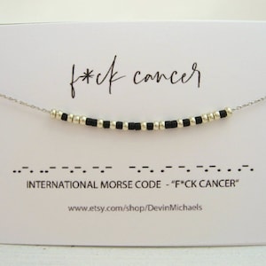 F*CK CANCER Morse Code Necklace, Cancer Survivor Necklace, Secret Message Necklace, Cancer Support Gift