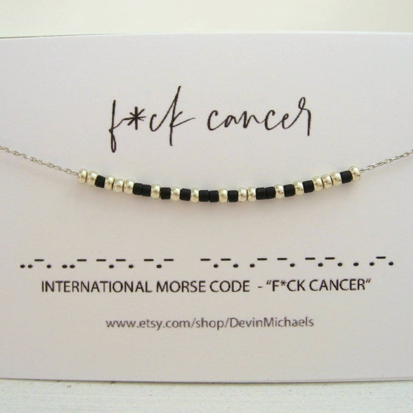 F*CK CANCER Morse Code Necklace, Cancer Survivor Necklace, Secret Message Necklace, Cancer Support Gift