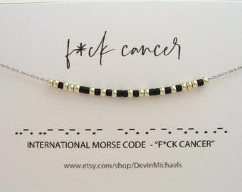 F*CK CANCER Morse Code Necklace, Cancer Survivor Necklace, Secret Message Necklace, Cancer Support Gift