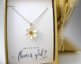 Flower Girl Gift, Flower Girl Necklace, Flower Necklace, Will you be my Flower Girl? Flower Girl Proposal, Thank you for being my Flower gir