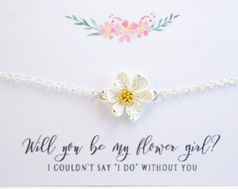 Flower Girl Bracelet, Flower Girl Gift, Daisy Bracelet, Flower Girl Proposal
