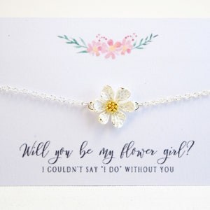 Flower Girl Bracelet, Flower Girl Gift, Daisy Bracelet, Flower Girl Proposal