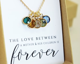 Mom Birthstone Necklace, Mothers Day Gift, Mothers Necklace, Grandmother Gift, Mother & Child Necklace, Pregnancy Gift, Baby Shower Gift