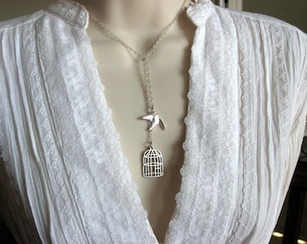 Be Free Bird Necklace, Bird Cage Necklace