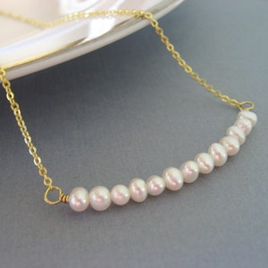 Elegant Pearl Necklace, Gold Pendant, Everyday Casual or Bridal, Bridesmaid gift image 1
