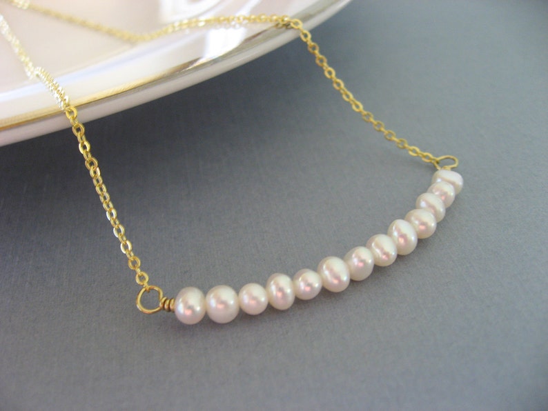 Elegant Pearl Necklace, Gold Pendant, Everyday Casual or Bridal, Bridesmaid gift image 1