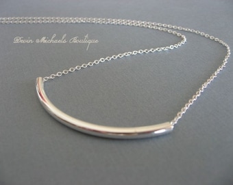 Wear with Anything Silver Tube Necklace, Silver Bar Necklace, Pendant Necklace