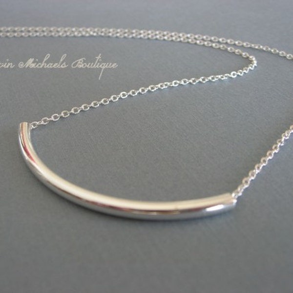 Wear with Anything Silver Tube Necklace, Silver Bar Necklace, Pendant Necklace