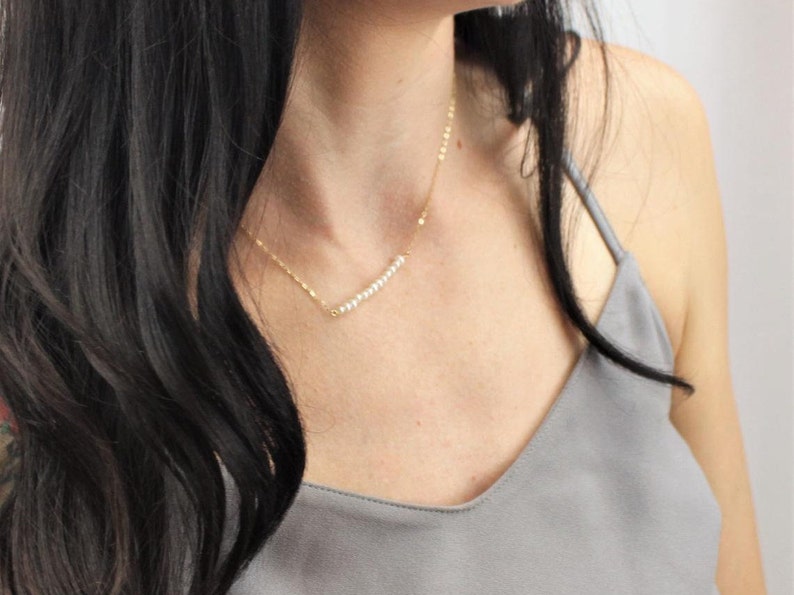 Elegant Pearl Necklace, Gold Pendant, Everyday Casual or Bridal, Bridesmaid gift image 3