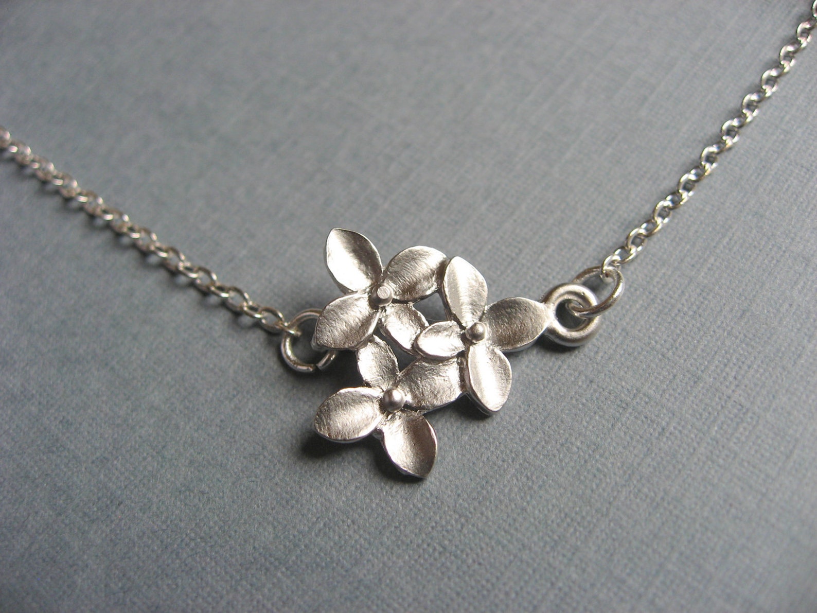 Cherry Blossom Flower Necklace in Silver Silver Pendant Etsy