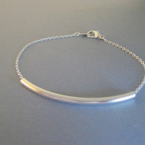 Wear with Anything Silver Bar Bracelet, Curved Tube Bracelet