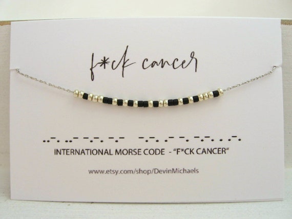 F*CK CANCER Morse Code Necklace, Cancer Survivor Necklace, Secret Message Necklace