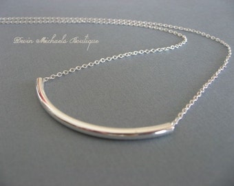 Wear with Everything Silver Bar Necklace, Silver Tube Necklace, Simple Layering Necklace