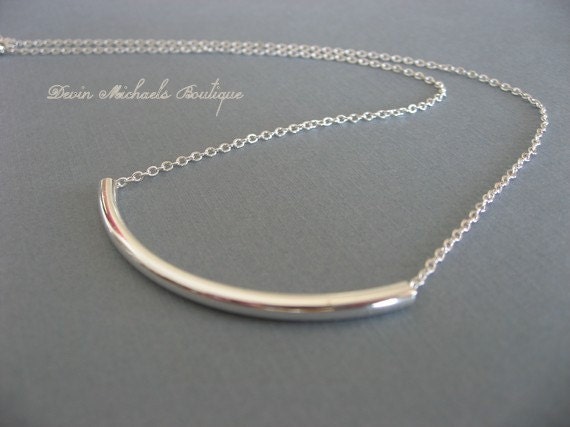 Wear with Everything Silver Bar Necklace, Silver Tube Necklace, Simple Layering Necklace