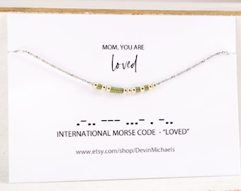 Mother's Day Gift, LOVED Morse Code Necklace for Mom, Grandma Necklace, Personalized Morse Code Jewelry for Her