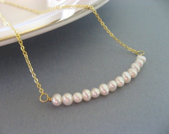 Elegant Freshwater Pearl Necklace available in Silver or Gold