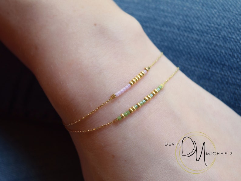 Dainty Morse Code Bracelet, Custom Message Bracelet with Tiny Beads, Morse Code Jewelry for Her image 5