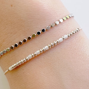 Custom Morse Code and Dot Bracelet Set, Choose Your Own Secret Message, Dainty Bracelet with Tiny Beads, Morse Code Jewelry for Her