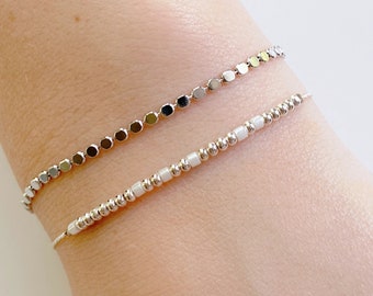 Custom Morse Code and Dot Bracelet Set, Choose Your Own Secret Message, Dainty Bracelet with Tiny Beads, Morse Code Jewelry for Her
