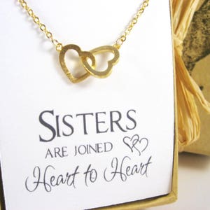 Interlocking Hearts Necklace, Gold Connected Hearts Necklace, Sisters Necklace, Sister Gift, Dainty Heart Necklace,  Silver Double Hearts