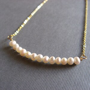 Elegant Pearl Necklace, Gold Pendant, Everyday Casual or Bridal, Bridesmaid gift image 2