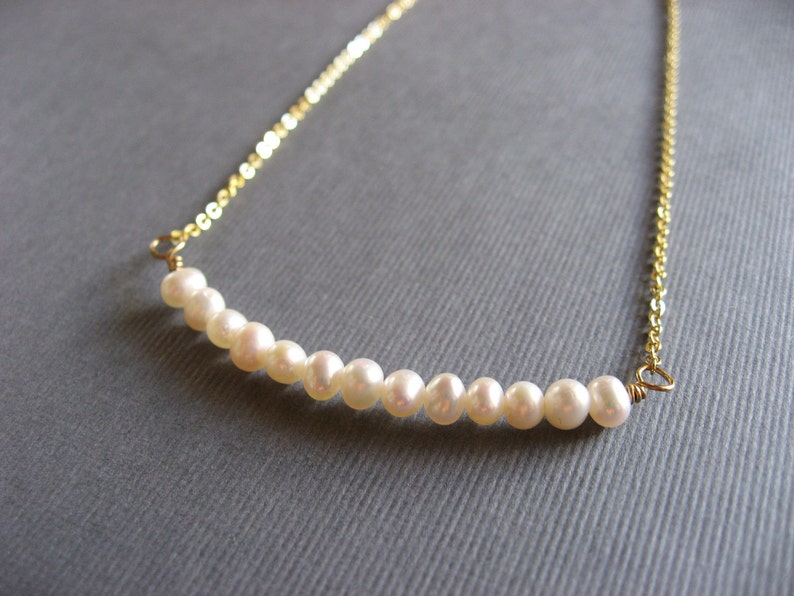 Elegant Pearl Necklace, Gold Pendant, Everyday Casual or Bridal, Bridesmaid gift image 2