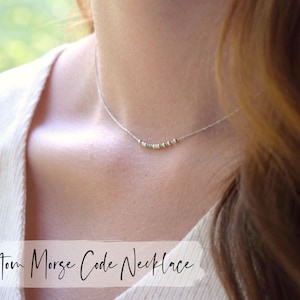 Dainty Morse Code Necklace, Personalized Name Jewelry, Dainty Choker with Tiny Beads, Morse Code Jewelry for Her