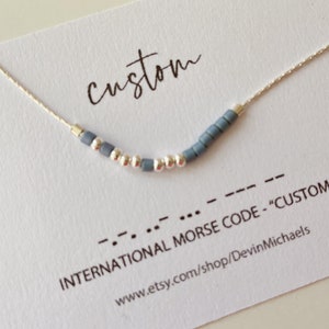 Dainty Morse Code Bracelet, Custom Message Bracelet with Tiny Beads, Morse Code Jewelry for Her image 1