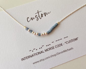 Dainty Morse Code Bracelet, Custom Message Bracelet with Tiny Beads, Morse Code Jewelry for Her