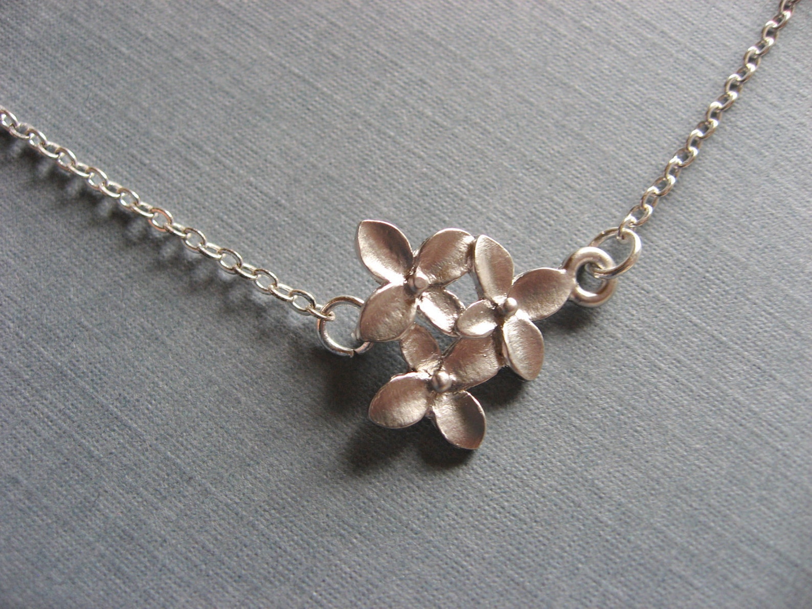 Cherry Blossom Flower Necklace in Silver Silver Pendant Etsy