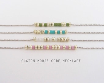 Morse Code Necklace, Gift for Her, Morse Code Necklace, Girlfriend Gift, Gift for Mom, Grandma Gift, Sister, Bff, Personalized Jewelry