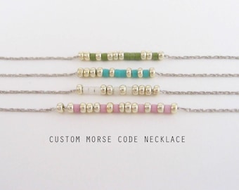 Morse Code Necklace, Gift for Her, Morse Code Necklace, Girlfriend Gift, Gift for Mom, Grandma Gift, Sister, Bff, Personalized Jewelry