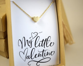 Tiny Heart Necklace, Valentine's Necklace in Gold or Silver, Valentines Day Gift, Valentine's Gift for Daughter, Anniversary Love Gift