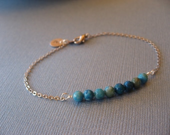 Personalized Turquoise Bead Bracelet, Everyday Casual or Bridal, Bridesmaid gift